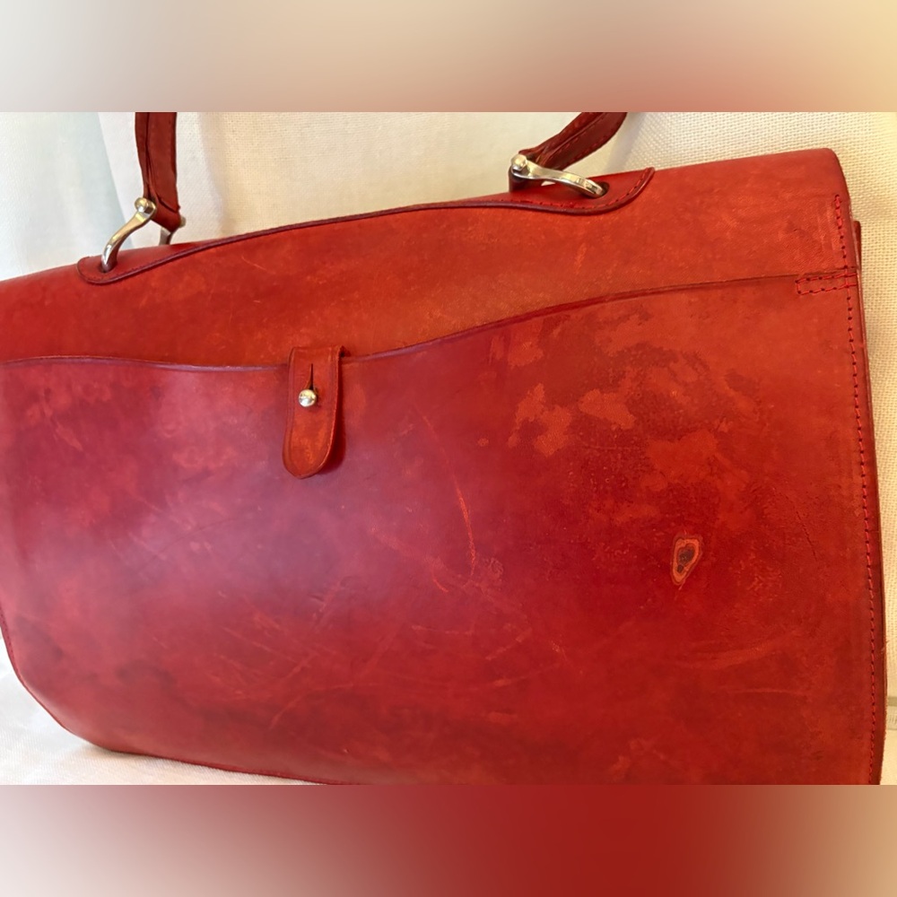 Dooney & Bourke Alto Italian Leather Briefcase Messenger Bag Red Vintage Patina - Picture 7 of 15